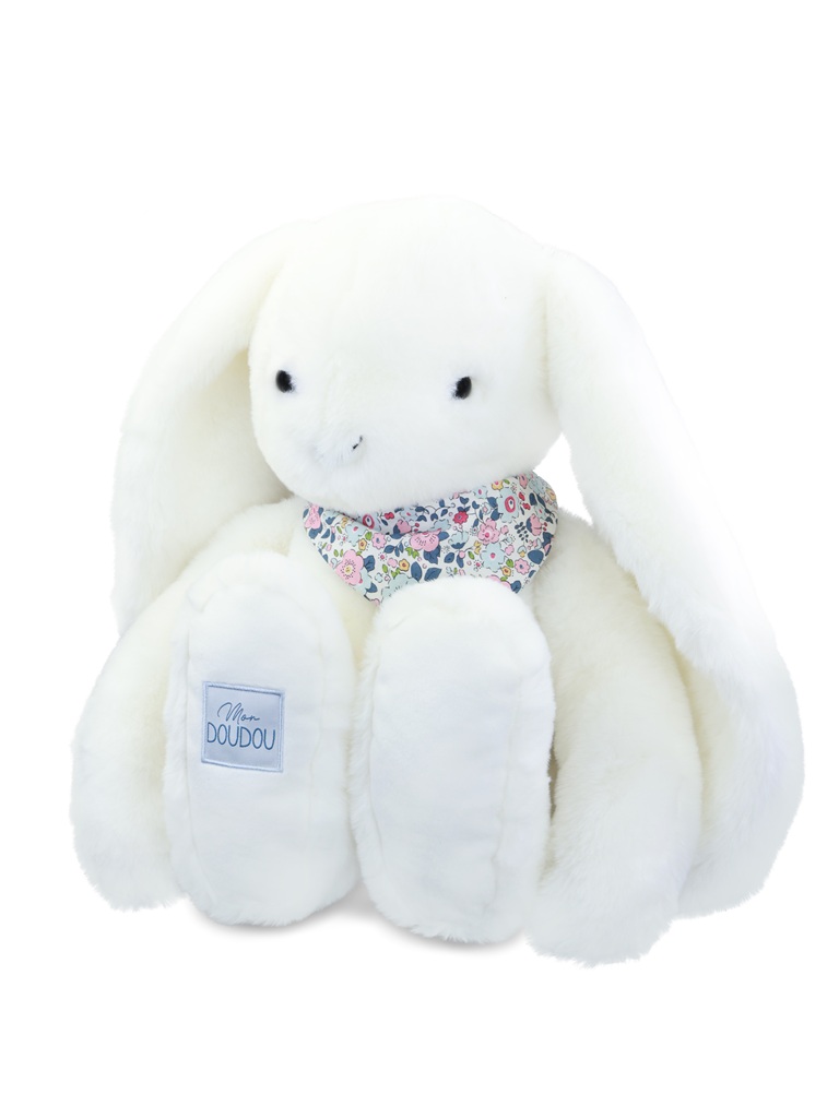 Doudou Plyšový králík XXL s šátkem bílý 50 cm