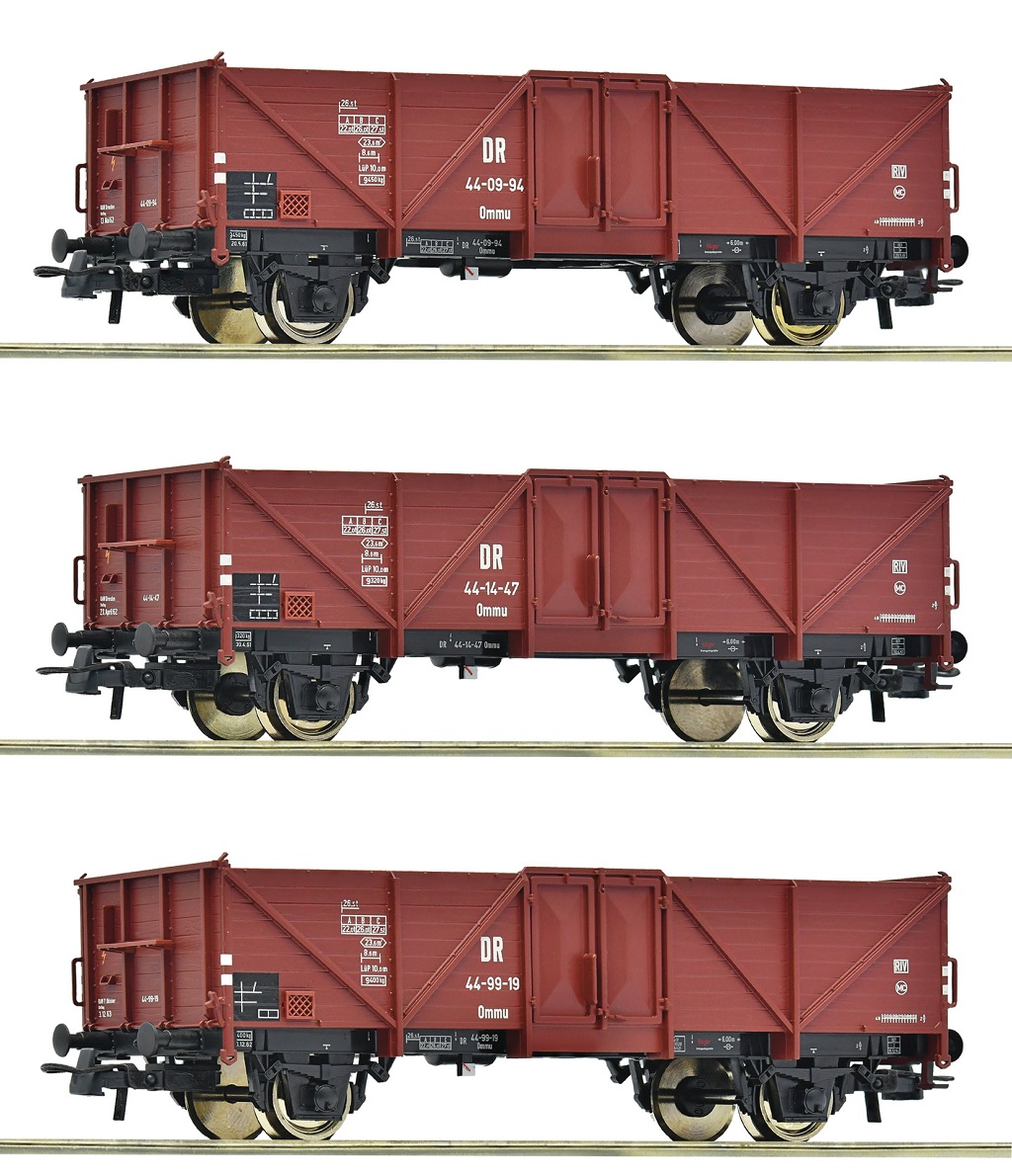 Roco Sada 3 ks otevřených nákladních vozů DR - 6600115